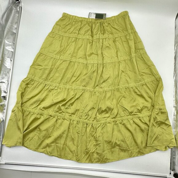 Go Silk Woman Plus Size 1X Sage Green Silk Blend Bohemian Tiered Maxi Skirt NWT - Picture 6 of 8